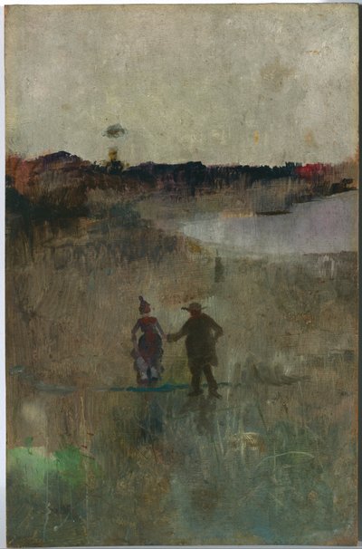 Landskap med to små figurer, Richmond, NSW av Charles Edward Conder