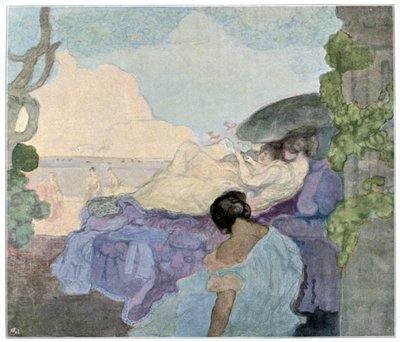 Kvinner slapper av ved sjøen, 1898. av Charles Edward Conder