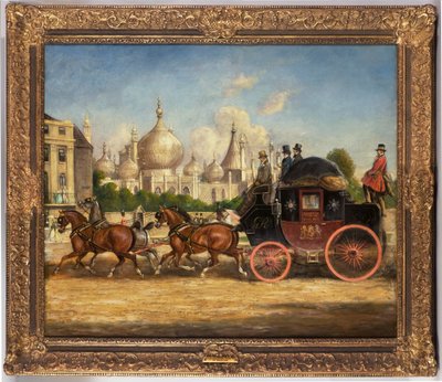 Postbussen London-Brighton foran Royal Pavilion, Brighton av Charles Cooper Henderson