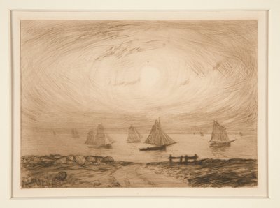 Barques au clair de lune (Båter i måneskinn) av Charles Cottet