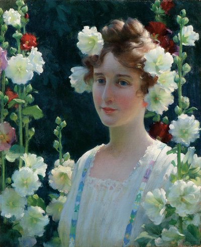 Blant stokkrosene av Charles Courtney Curran