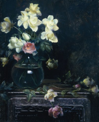 Roser i en glassvase av Charles Courtney Curran