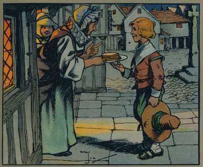 Brunt brød og smør (farge litho) av Charles Crombie