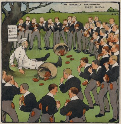 London Buns (farge litho) av Charles Crombie