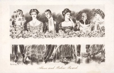 Over og under bord (litho) av Charles Dana Gibson