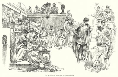 En ettermiddagsmottakelse i Herculaneum (litho) av Charles Dana Gibson