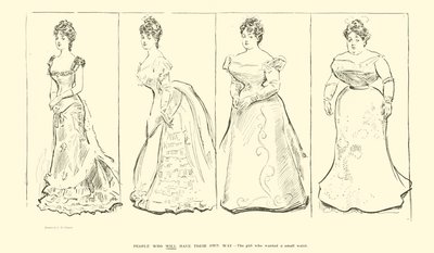 Jenta som ønsket en liten midje (litho) av Charles Dana Gibson
