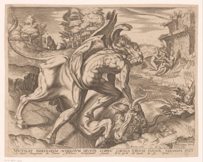 Herkules temmer den kretiske oksen Labours of Hercules etter Frans Floris (serietittel) av Charles David