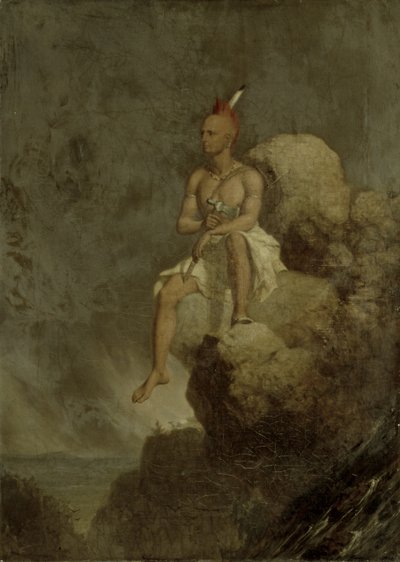Indian Warrior on the Edge of a Precipice, 1847 av Charles Deas