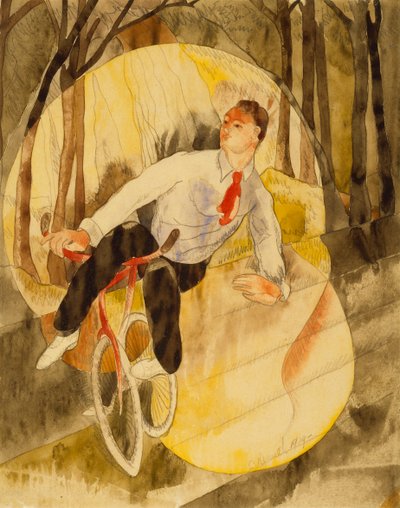 In Vaudeville: Sykkelrytter (w/c & blyant på hvitt papir) av Charles Demuth