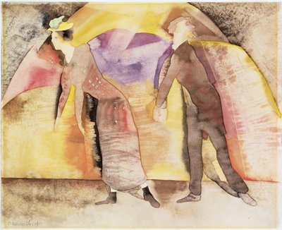 Vaudeville - Kvinne og mann på scenen, 1917 (wc på papir) av Charles Demuth