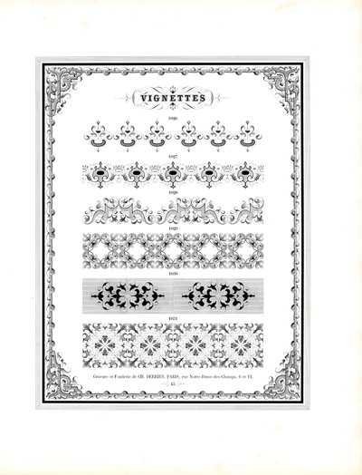 Kunstneriske rammedekorasjoner og girlandere (trykk) av Charles Derriey