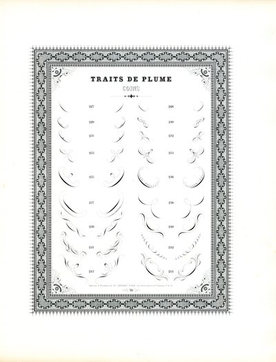 Kalligrafiske hjørneornamenter (trykk) av Charles Derriey