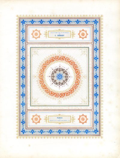 Konsentrisk ornamental komposisjon med typografiske elementer (trykk) av Charles Derriey