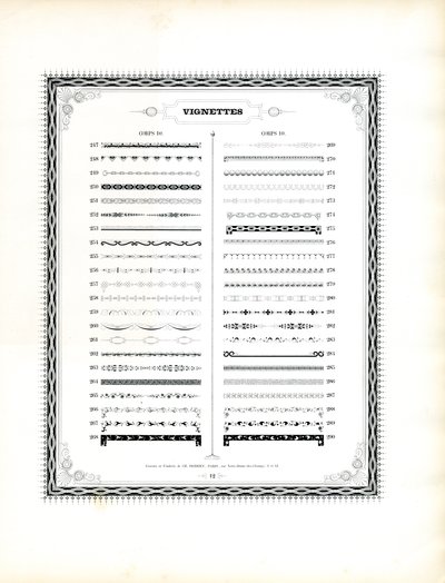 Fortsettelse av ornamentale rammer og vignetter (trykk) av Charles Derriey