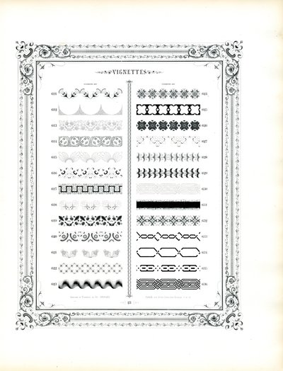 Dekorative kanter og ornamentale mønstre (trykk) av Charles Derriey