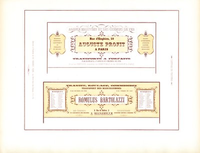 Dekorative visittkort for transportselskaper (trykt) av Charles Derriey