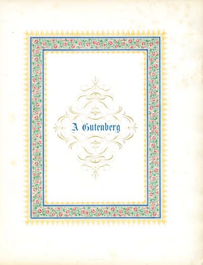 Dekorativ blomsterramme med kalligrafisk inskripsjon (trykk) av Charles Derriey