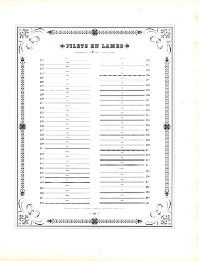 Stiplede og bølgete linjeelementer - Filets en Lames (trykk) av Charles Derriey
