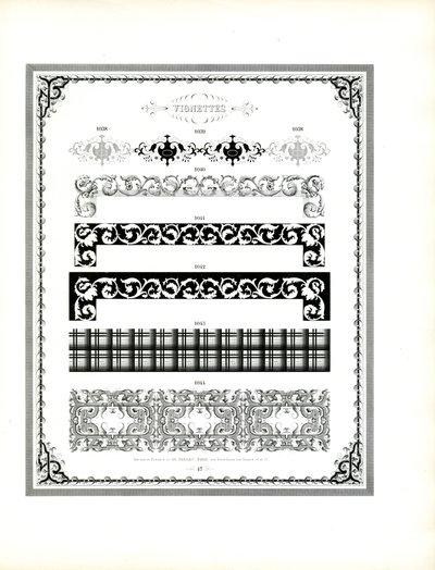 Elegante vignetter for rammetrykk av høy kvalitet (trykk) av Charles Derriey