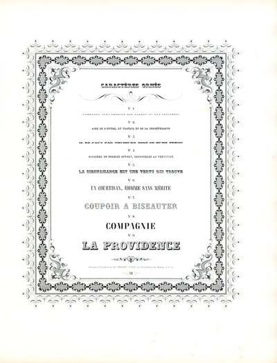 Ornamentale skrifttyper med dekorativ ramme (trykk) av Charles Derriey