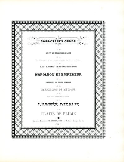 Ornamentale skrifttyper med dekorativ rammekant (trykk) av Charles Derriey