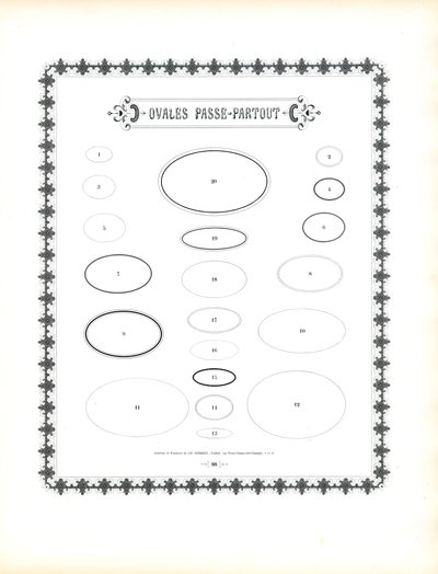 Ovale passepartout-rammer (trykk) av Charles Derriey