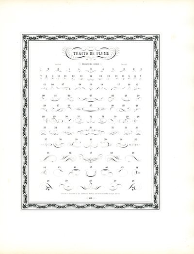 Eksempelkatalog for Calligraphic Pen Flourishes - Første serie (trykt) av Charles Derriey