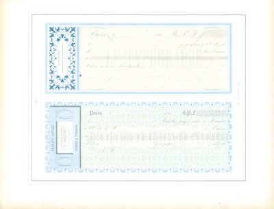 Eksempelmaler for veksler i blå farge (utskrift) av Charles Derriey