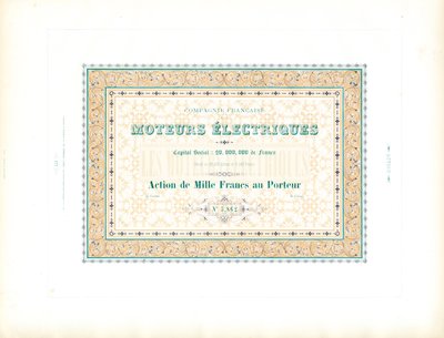 Lagersertifikat quot;Elektriske motorerquot; (trykt) av Charles Derriey