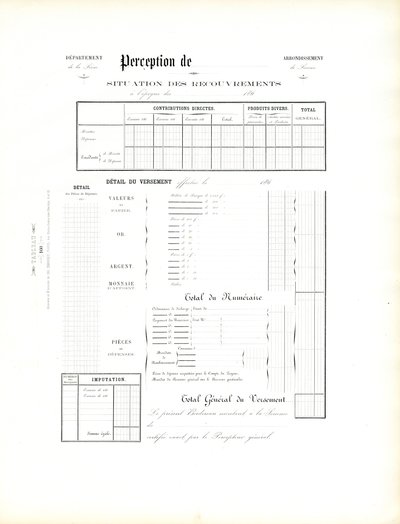 Skatteskjema for myndigheter (trykt) av Charles Derriey