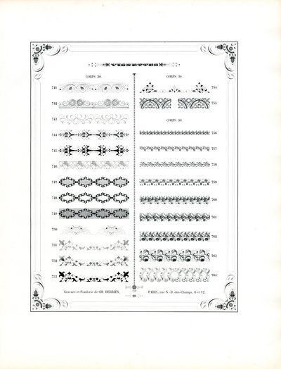 Allsidige dekorative rammer for boktrykk (trykk) av Charles Derriey