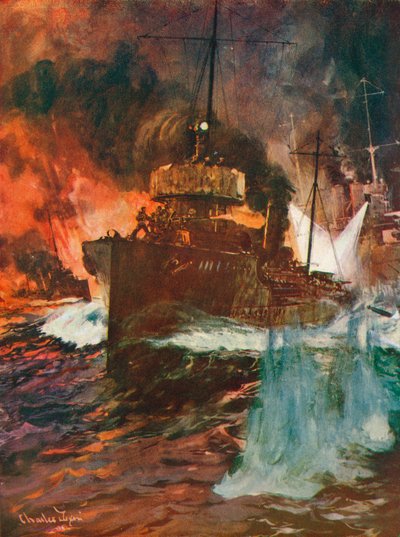 Et nattangrep. Torpedobåter i arbeid, c1918 1919 av Charles Dixon