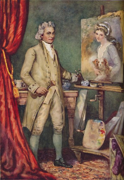 George Romney - På jobb med et bilde av favorittmodellen hans, c1925 av Charles Dudley Tennant