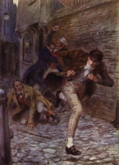 Illustrasjon for The Amateur Gentleman av Jeffery Farnol (litho-farge) av Charles Edmund (after) Brock