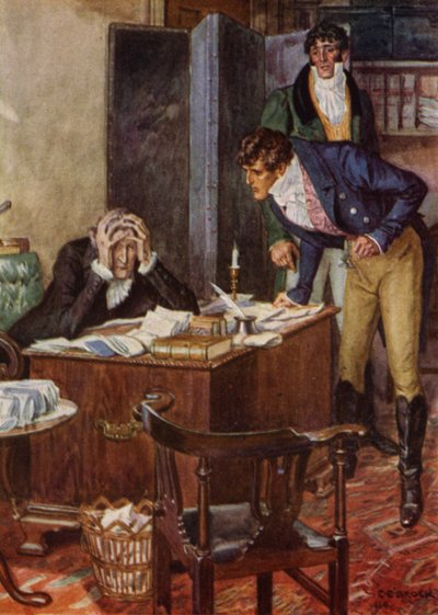 Illustrasjon for The Amateur Gentleman av Jeffery Farnol (litho-farge) av Charles Edmund (after) Brock