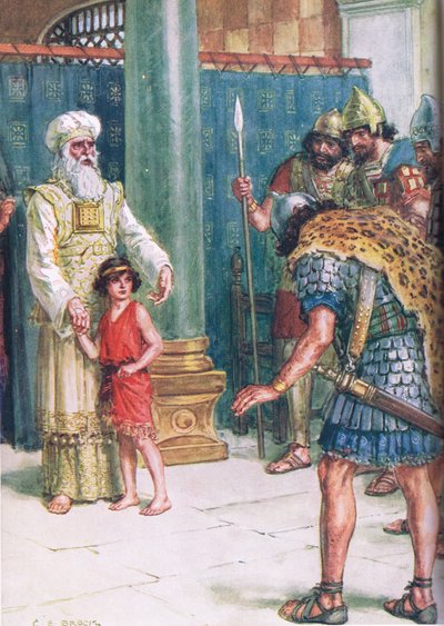 'God Save the King', illustrasjon fra 'Through the Bible' utgitt 1928 (farge litho) av Charles Edmund Brock