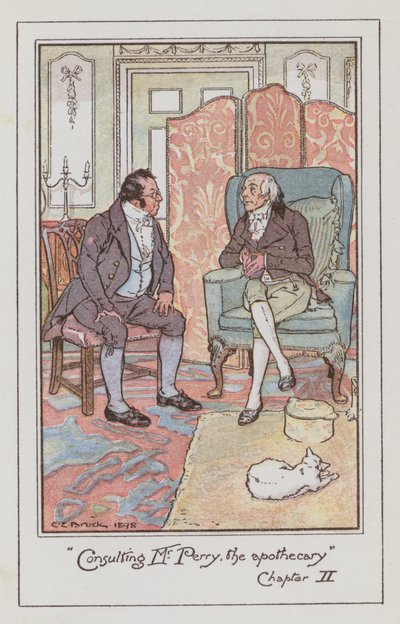 Illustrasjon for Emma av Jane Austen (farge litho) av Charles Edmund Brock