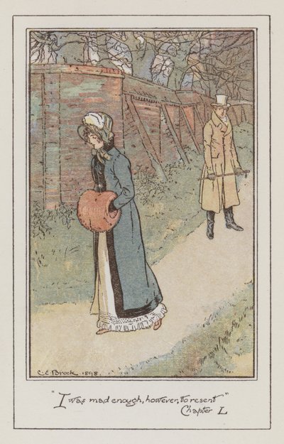 Illustrasjon for Emma av Jane Austen (farge litho) av Charles Edmund Brock