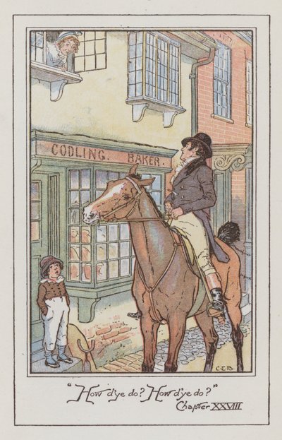 Illustrasjon for Emma av Jane Austen (farge litho) av Charles Edmund Brock