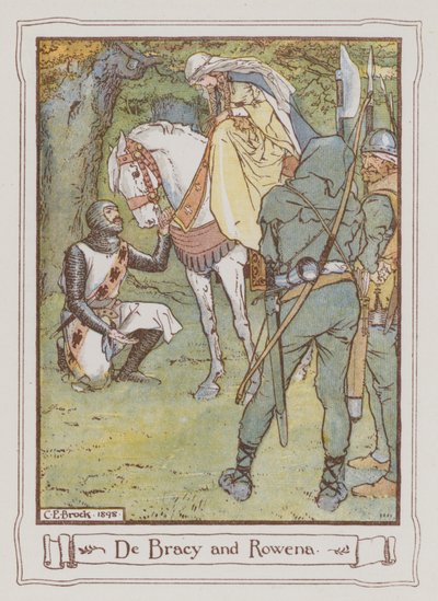Illustrasjon for Ivanhoe av Sir Walter Scott (farge litho) av Charles Edmund Brock