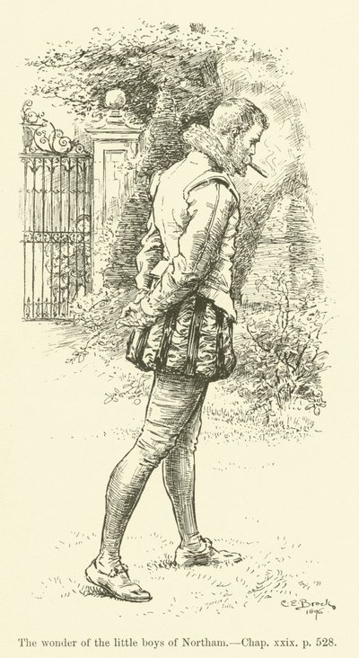 Illustrasjon for Westward Ho! av Charles Kingsley (gravering) av Charles Edmund Brock