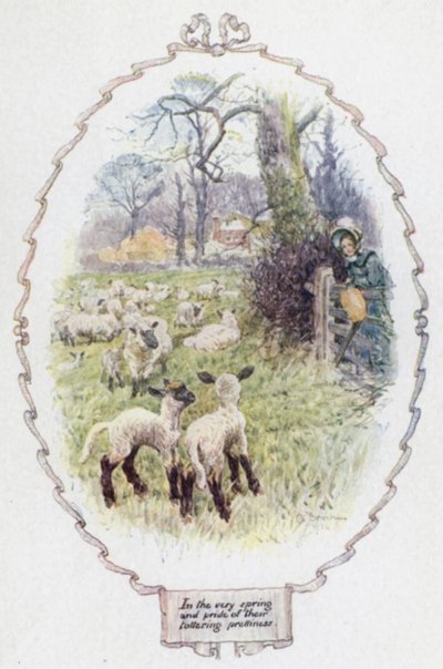 Om våren og stoltheten over deres vaklende penhet (fargelitho) av Charles Edmund Brock