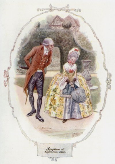 Symptomer på en flørtstill (farge litho) av Charles Edmund Brock