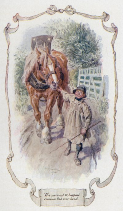 Den gladeste og lykkeligste skapningen som noen gang har levd (farge litho) av Charles Edmund Brock