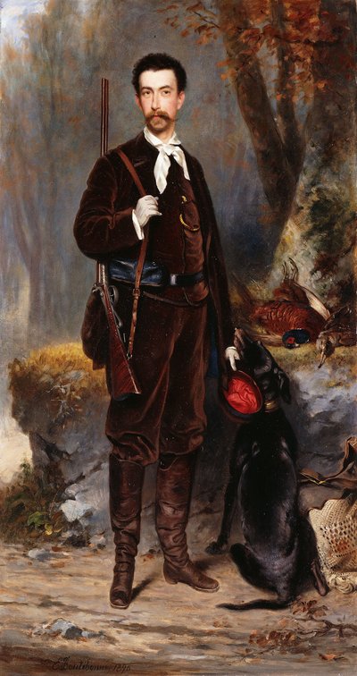 En jeger med en hund, 1876 av Charles Edouard Boutibonne