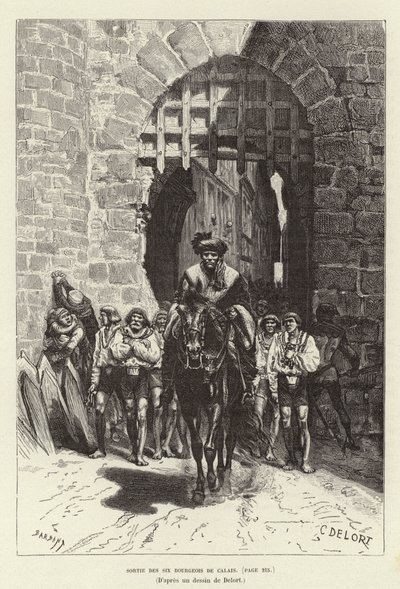 Sortie des six Bourgeois de Calais. De seks borgerne i Calais forlater byen av Charles Edouard Delort
