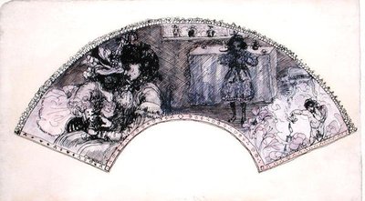 Viftedesign (Le Boudoir) (penn og blekk og akvarell på papir) av Charles Edward Conder