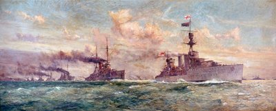 HMS #39;Cardiff#39; leder den tyske sjøflåten til overgivelse i Firth of Forth, 21. november 1918 av Charles Edward Dixon