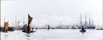 Ser vestover fra Tilbury (akvarell på papir) av Charles Edward Dixon